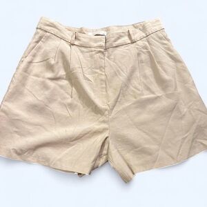 Wayf Beige High-Waist Tailored Shorts